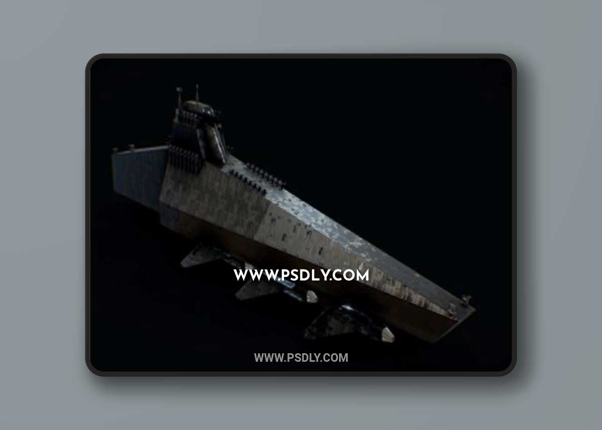 Cgtrader - Sci-fi Military Aircraft Carrier 3D Model