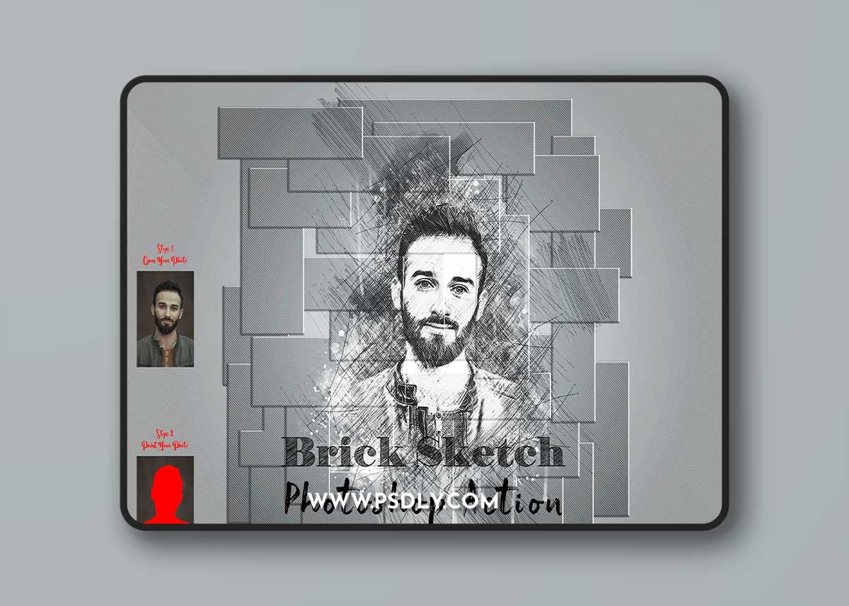 CreativeMarket - Brick Sketch Photoshop Action 7407323