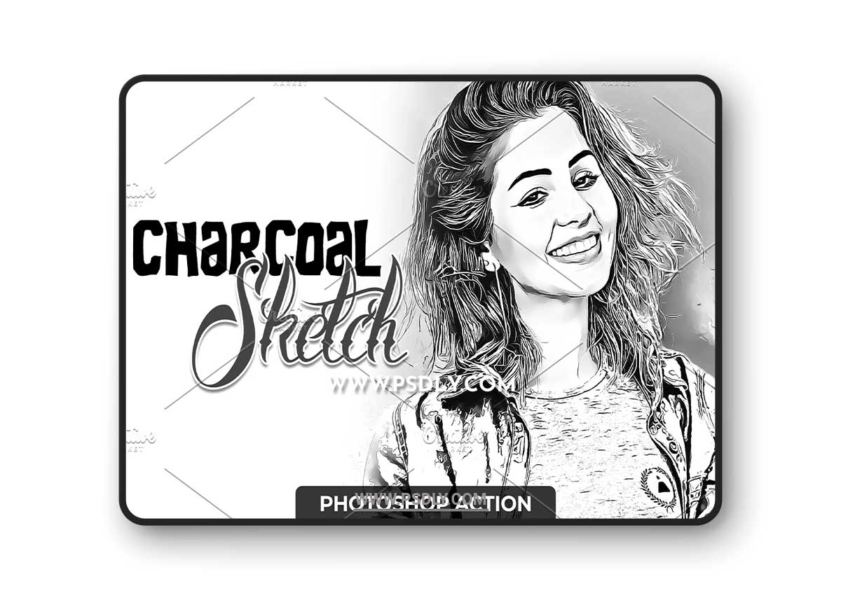 CreativeMarket - Charcoal Drawing Photoshop Action 7436787