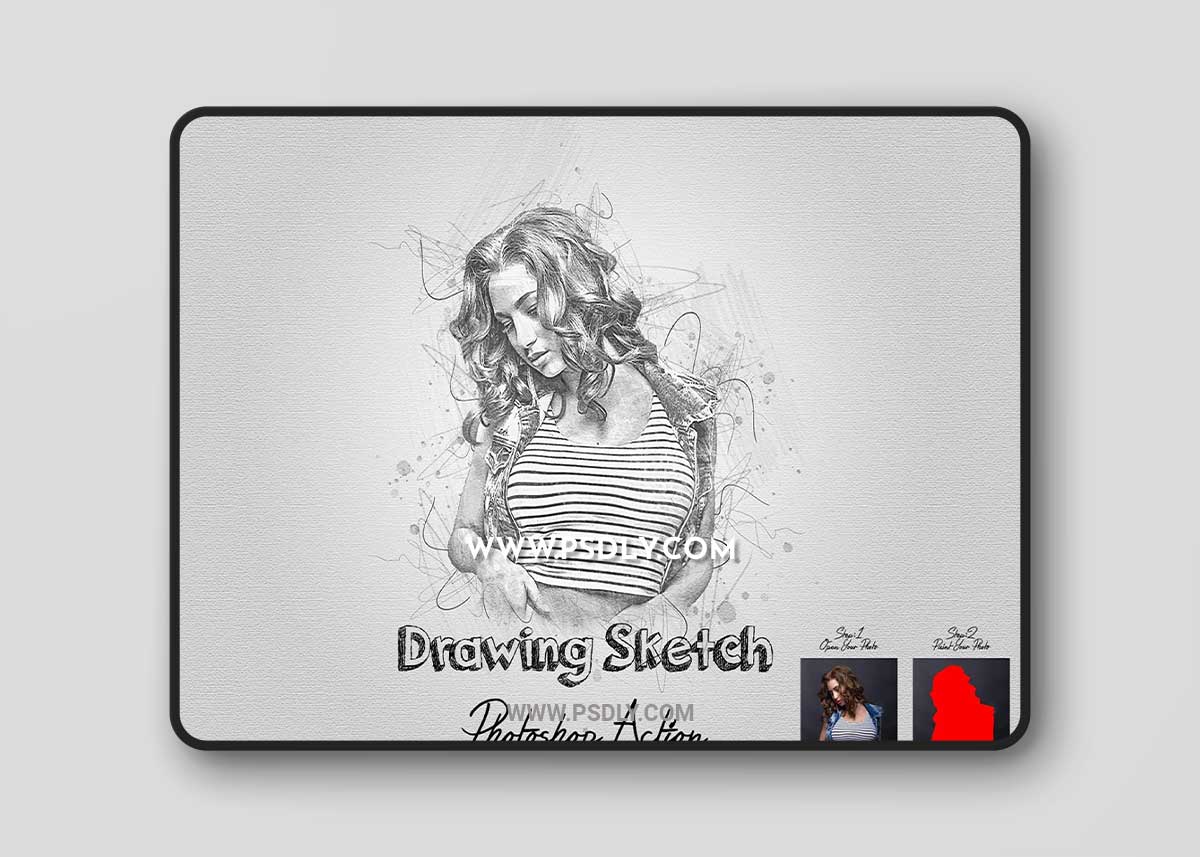 CreativeMarket - Drawing Sketch Photoshop Action 7402525