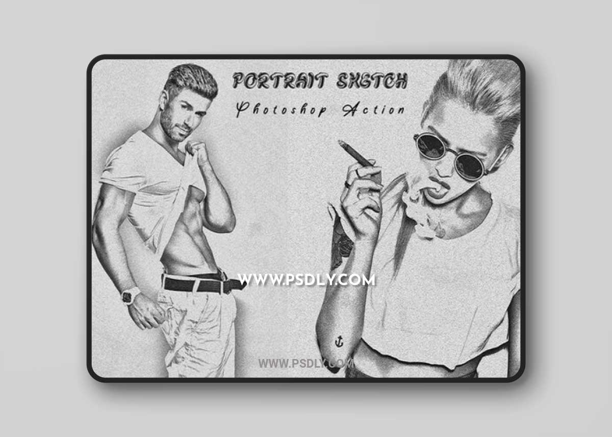 CreativeMarket - Portrait Sketch Photoshop Action 7454470