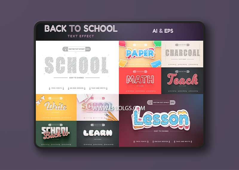 CreativeMarket - Set 10 School Editable Text Effects 7401414