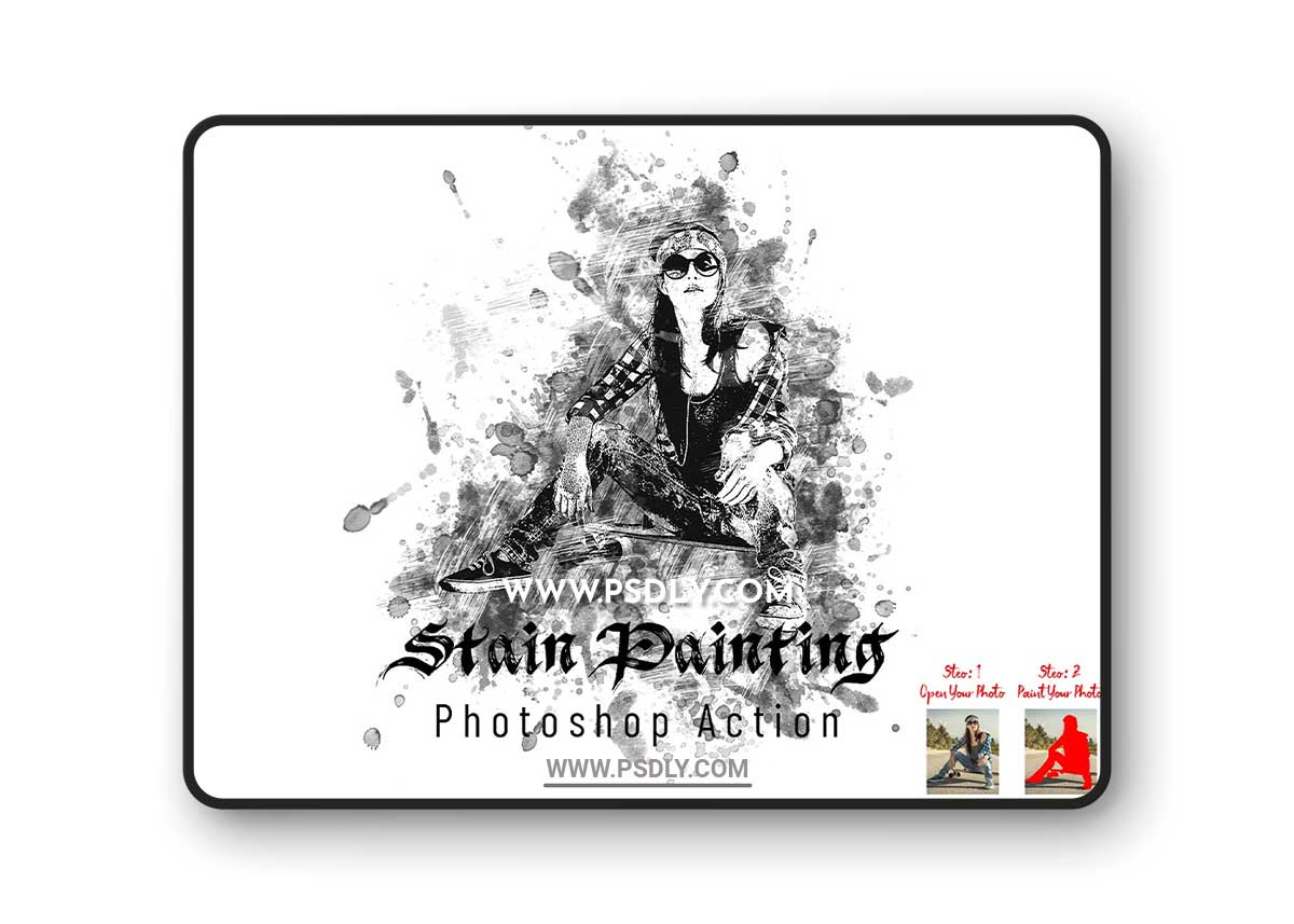 CreativeMarket - Stain Painting Photoshop Action 7395530