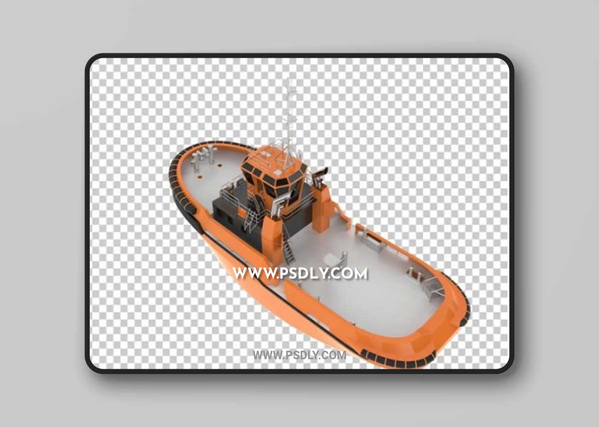 Fishing boat on transparent background 3d render Collection