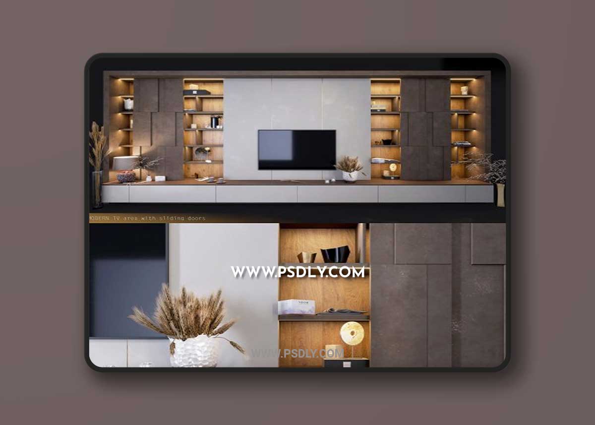 Furniture for TV zones with decor 3D Model