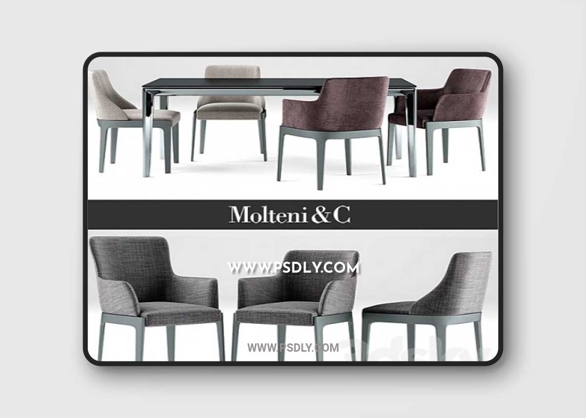 Molteni Chelsea Table and Chair 3D Model