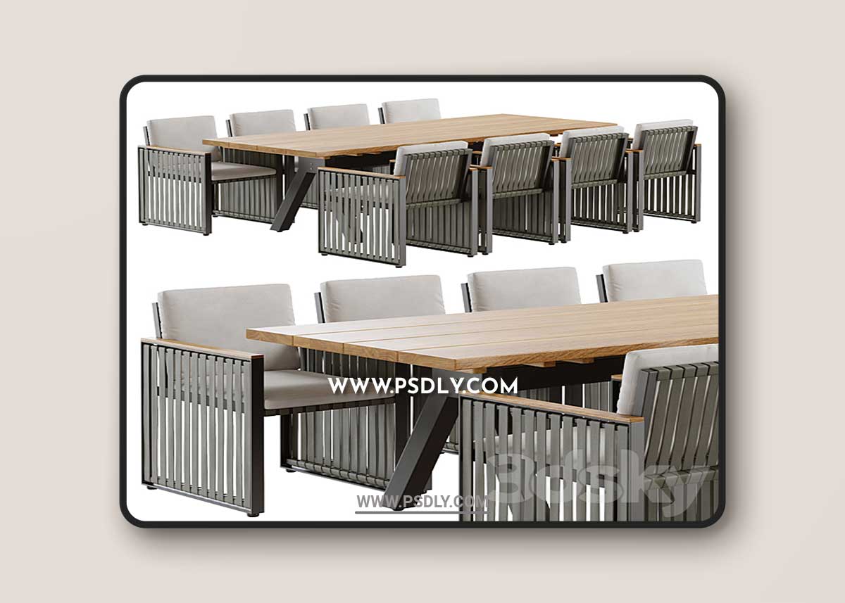 Outdoor garden wicker woven dining set Skyline design Horizon