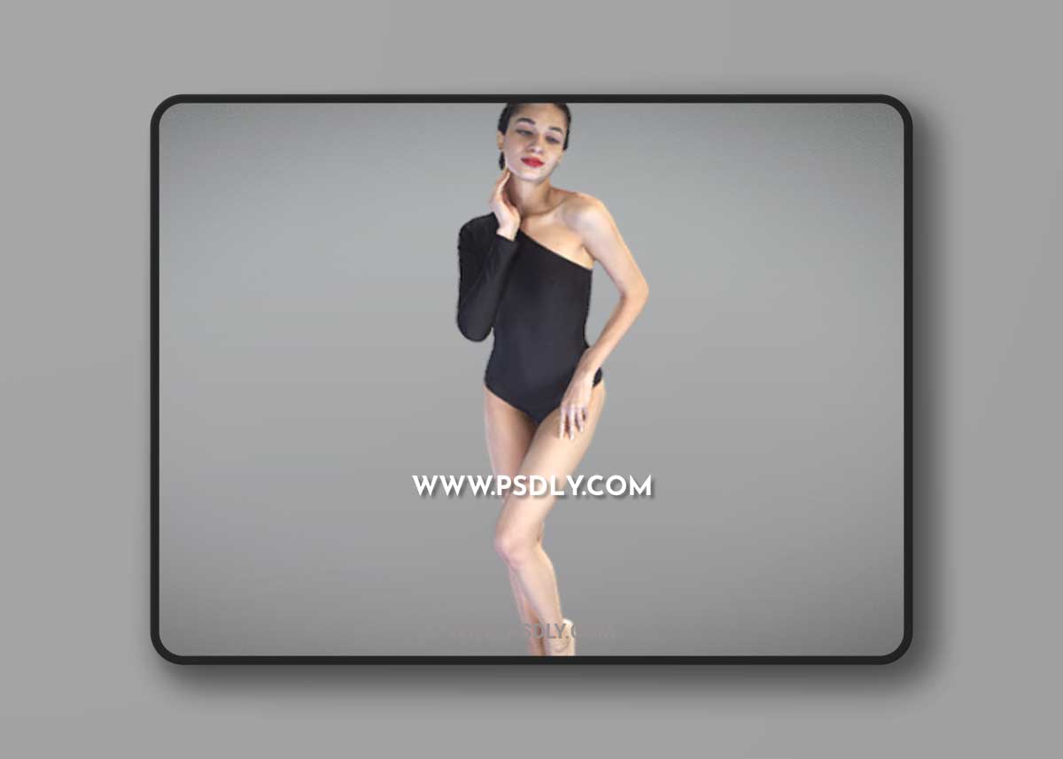 Sexy woman in black swimsuit posing 3D Model