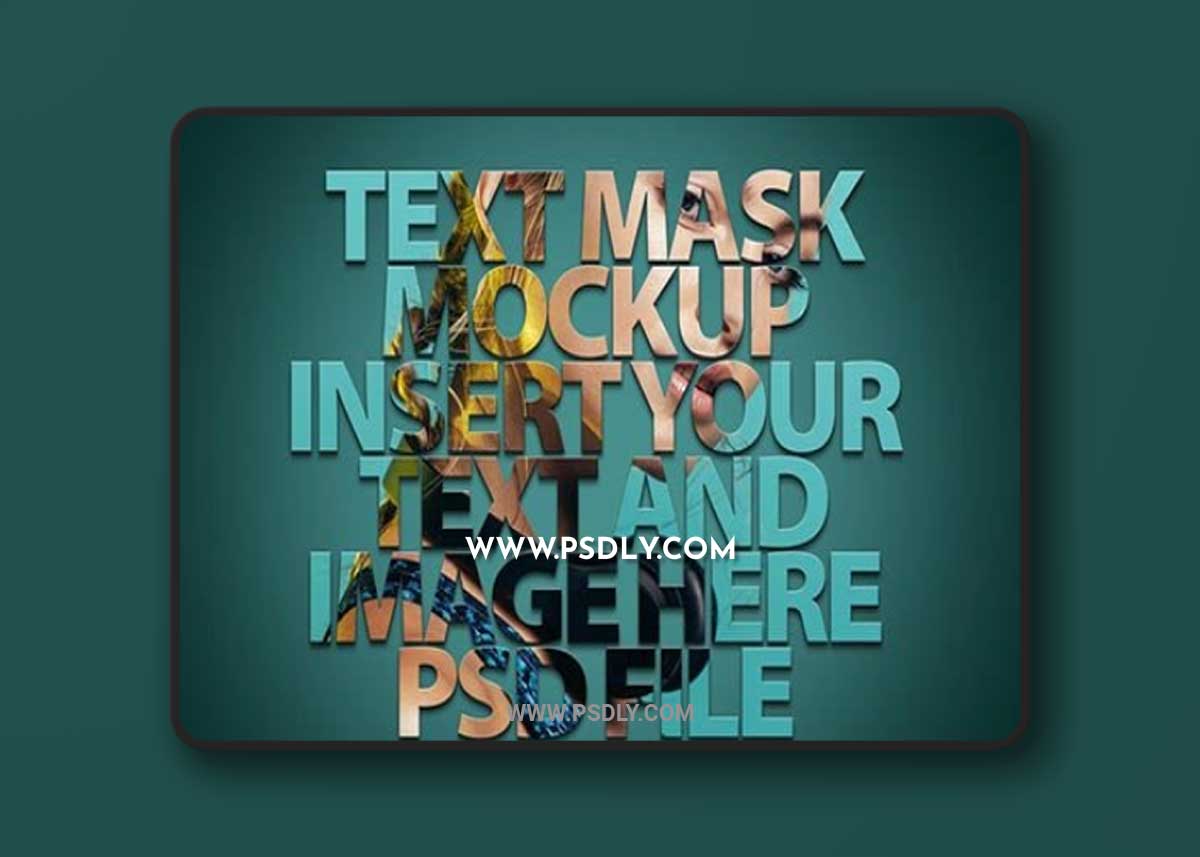 Text masking portrait photo effect mockup