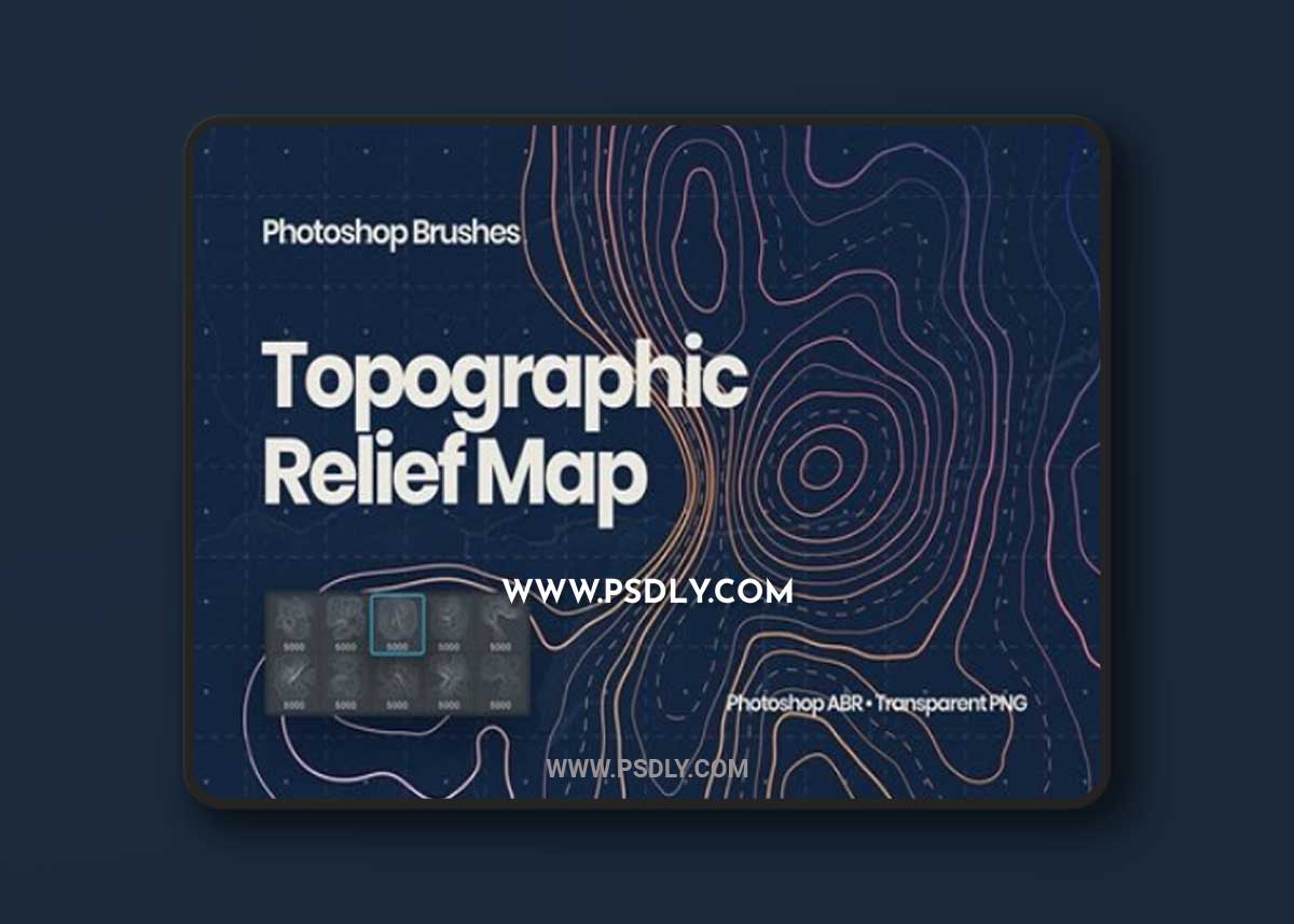 Topographic Relief Map Photoshop Brushes KXNYZCA