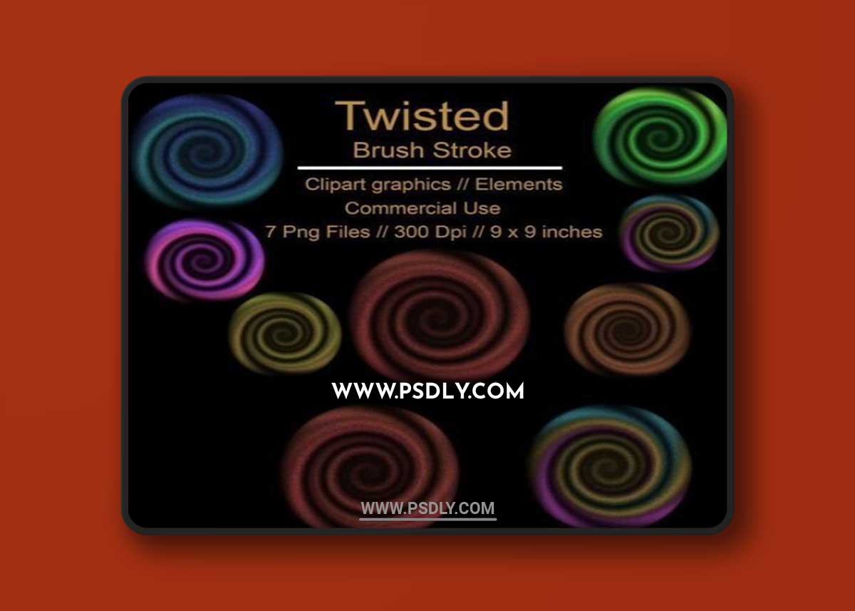 Twisted Brush Stroke Clipart Element