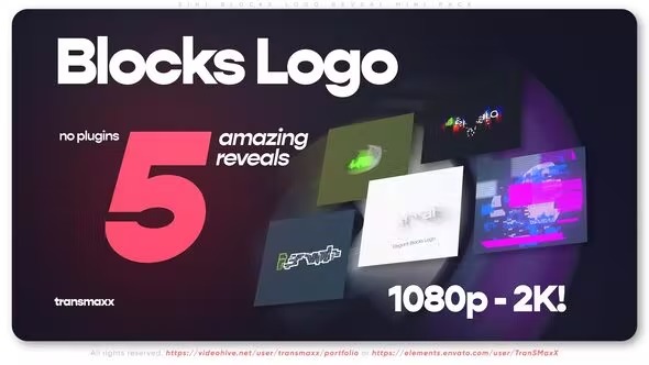 Videohive 5in1 Blocks Logo Reveal Mini Pack 38942557