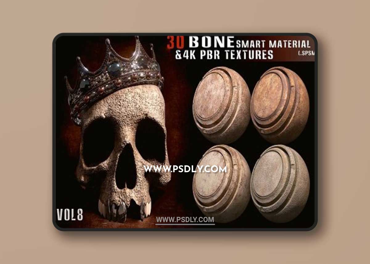 ArtStation - 30 Bone smart material + 4k PBR textures - Vol 8