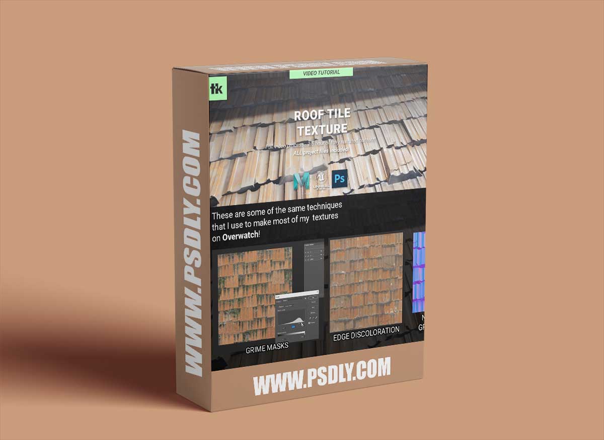 Artstation – Roof Tile Texture – Complete Workflow From 3D Modeling to Photoshop by Thiago Klafke