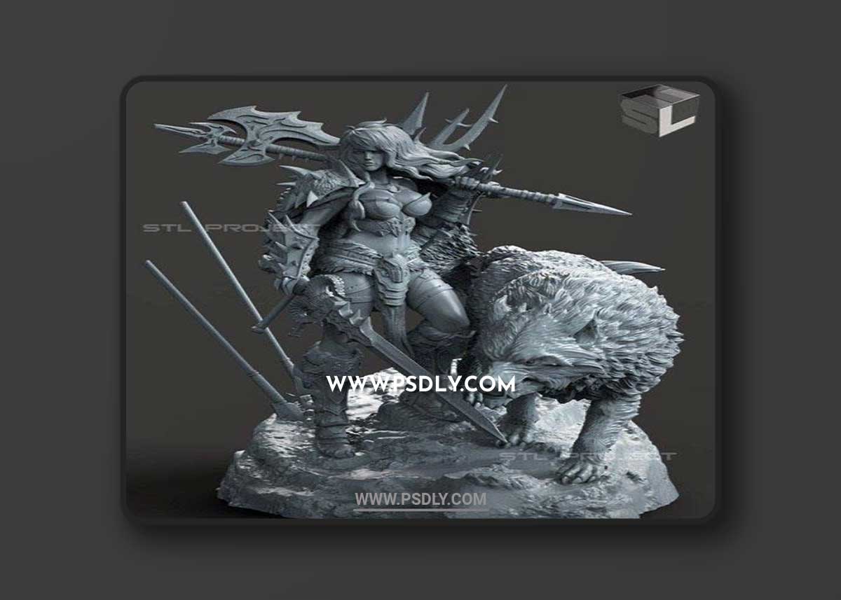 Barbarian and the Wolf 3D Print 3D Model