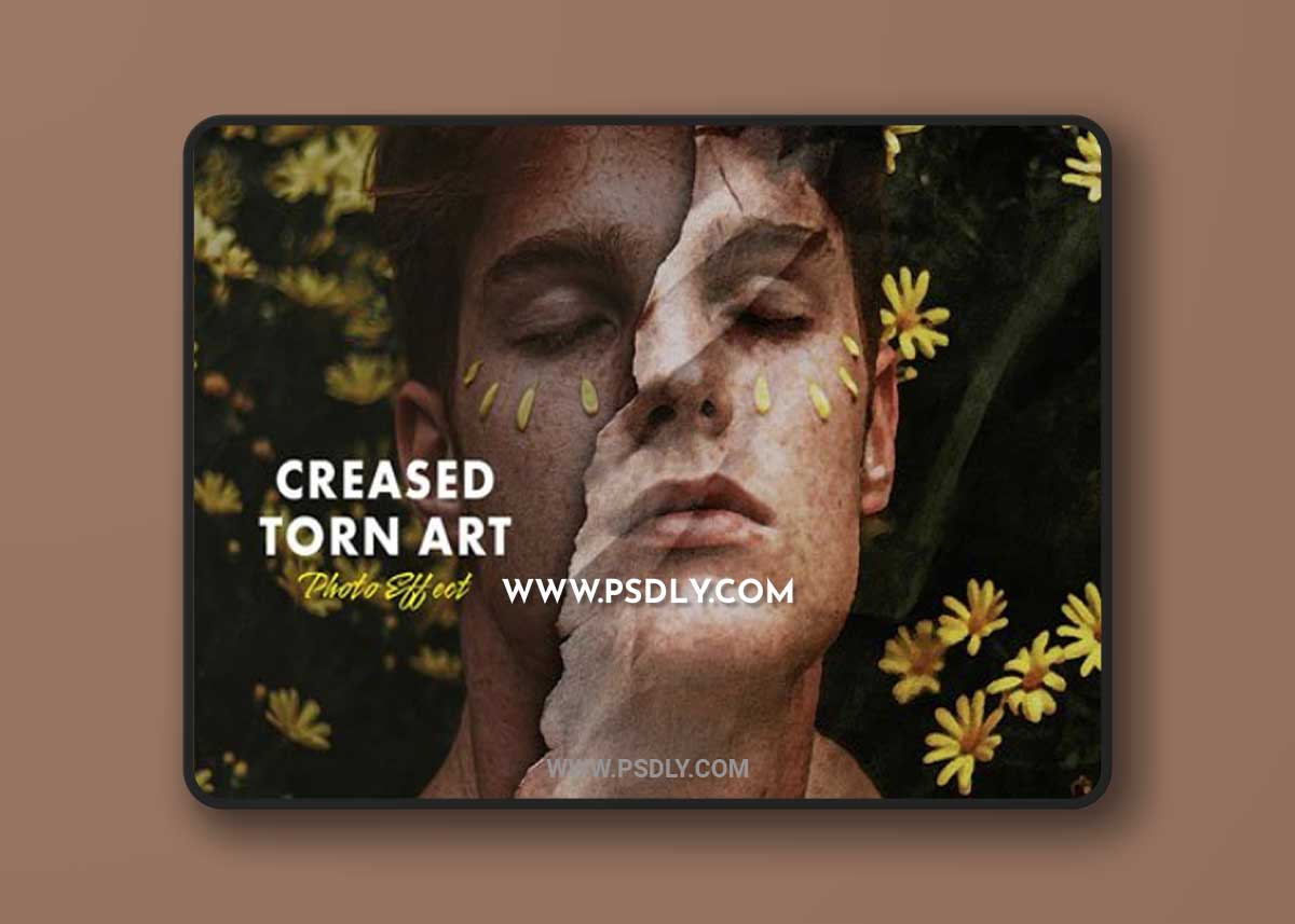 Creased Torn Art Photo Effect for Photoshop