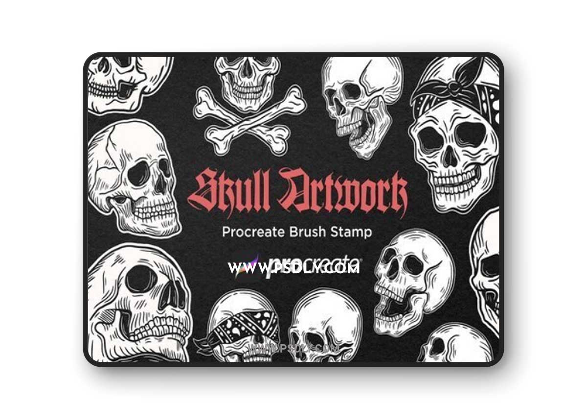 CreativeMarket - 34 Skull Dark Procreate Brushes 7556730