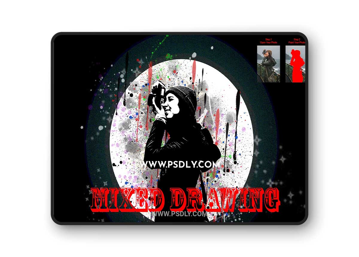 CreativeMarket - Mixed Drawing Photoshop Action 7489127