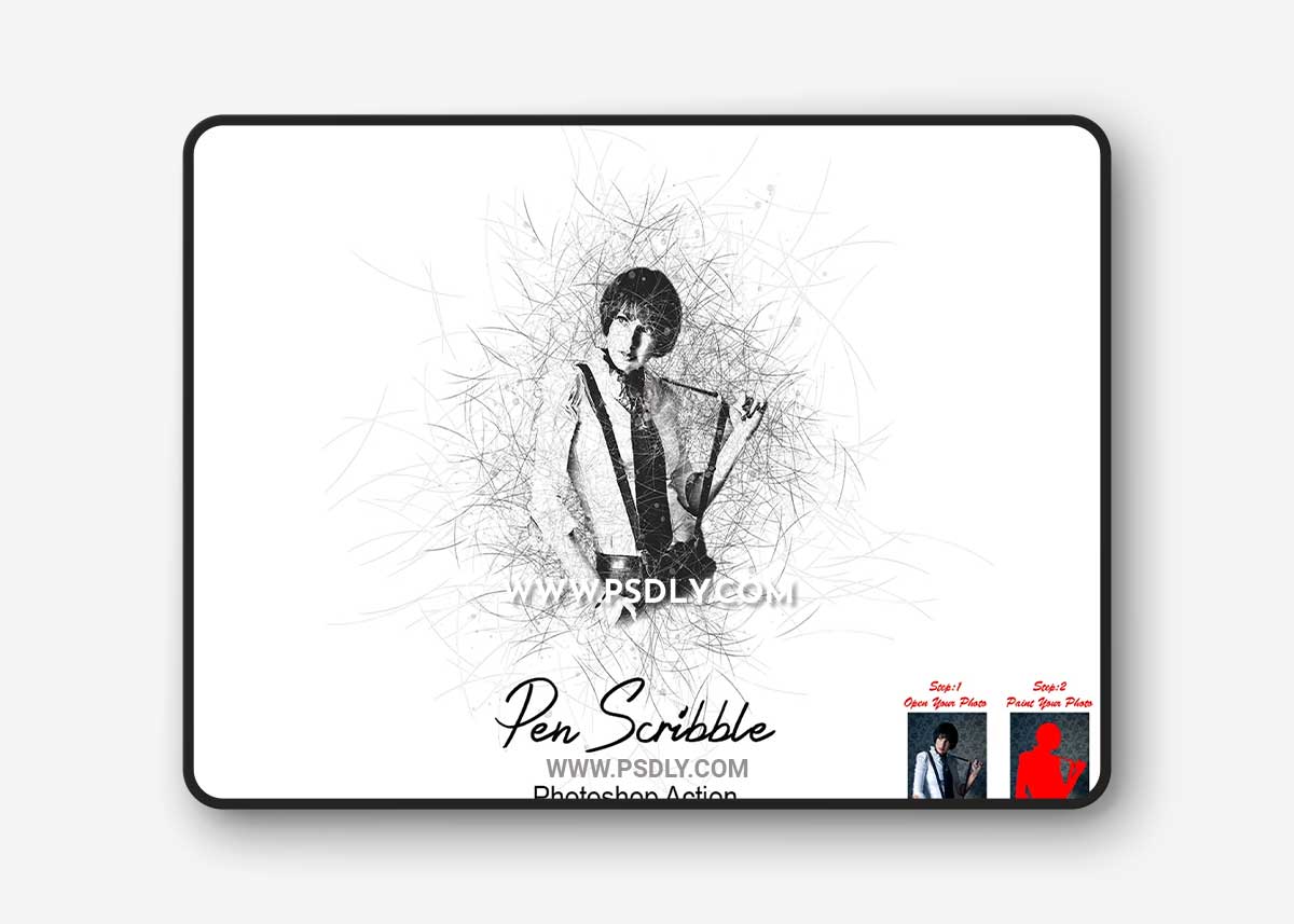 CreativeMarket - Pen Scribble Photoshop Action 7544946