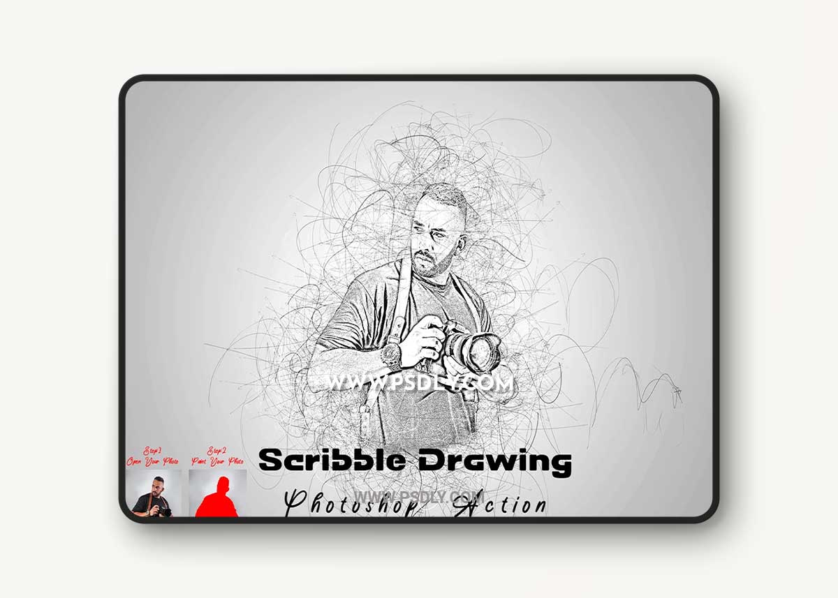 CreativeMarket - Scribble Drawing Photoshop Action 7485480