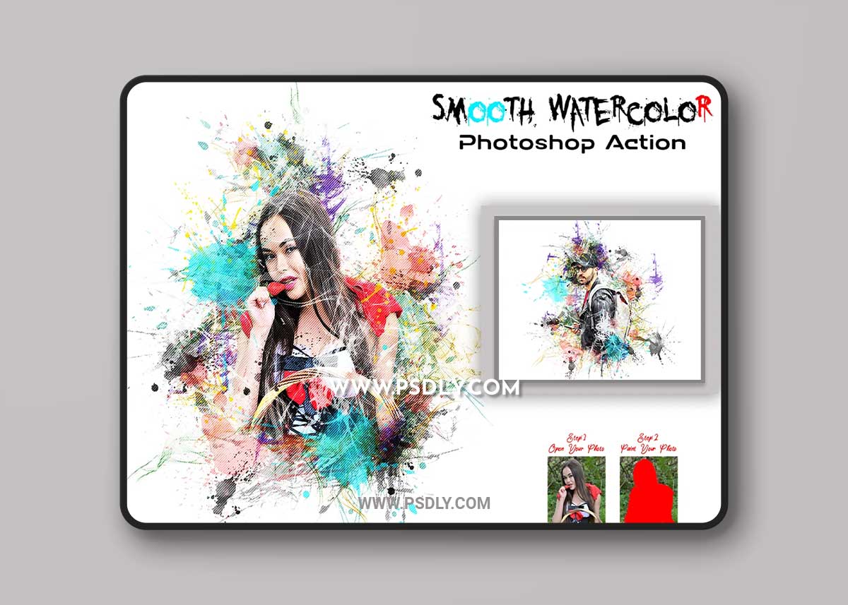 CreativeMarket - Smooth Watercolor Photoshop Action 7506994