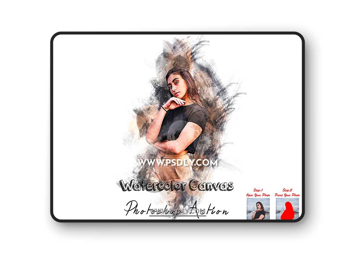 CreativeMarket - Watercolor Canvas Photoshop Action 7550556