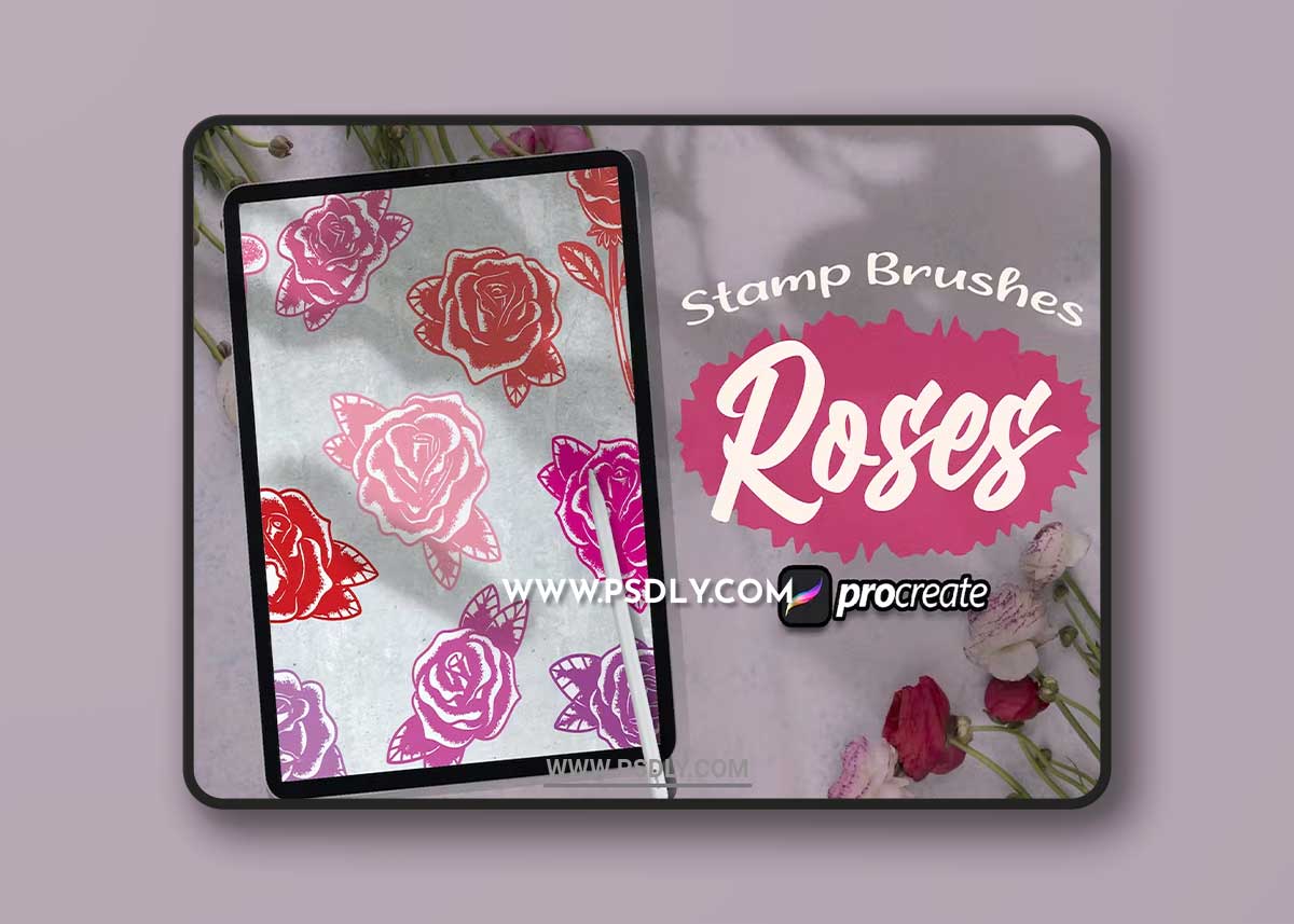 Dansdesign Roses Brush Stamp Procreate V3P7YUZ