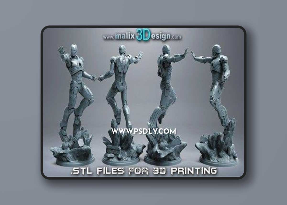 Iron Man on Base 3D Print 3D Model