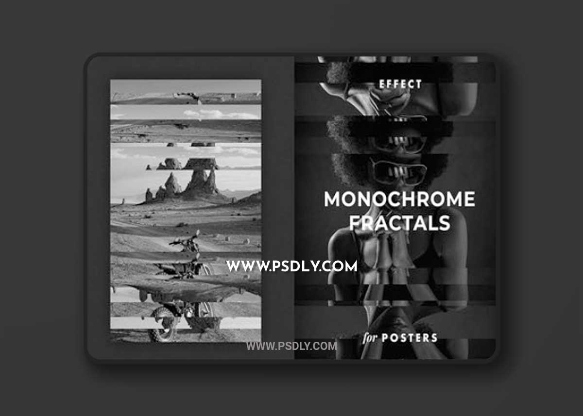 Monochrome Fractals Poster Effects for Photoshop