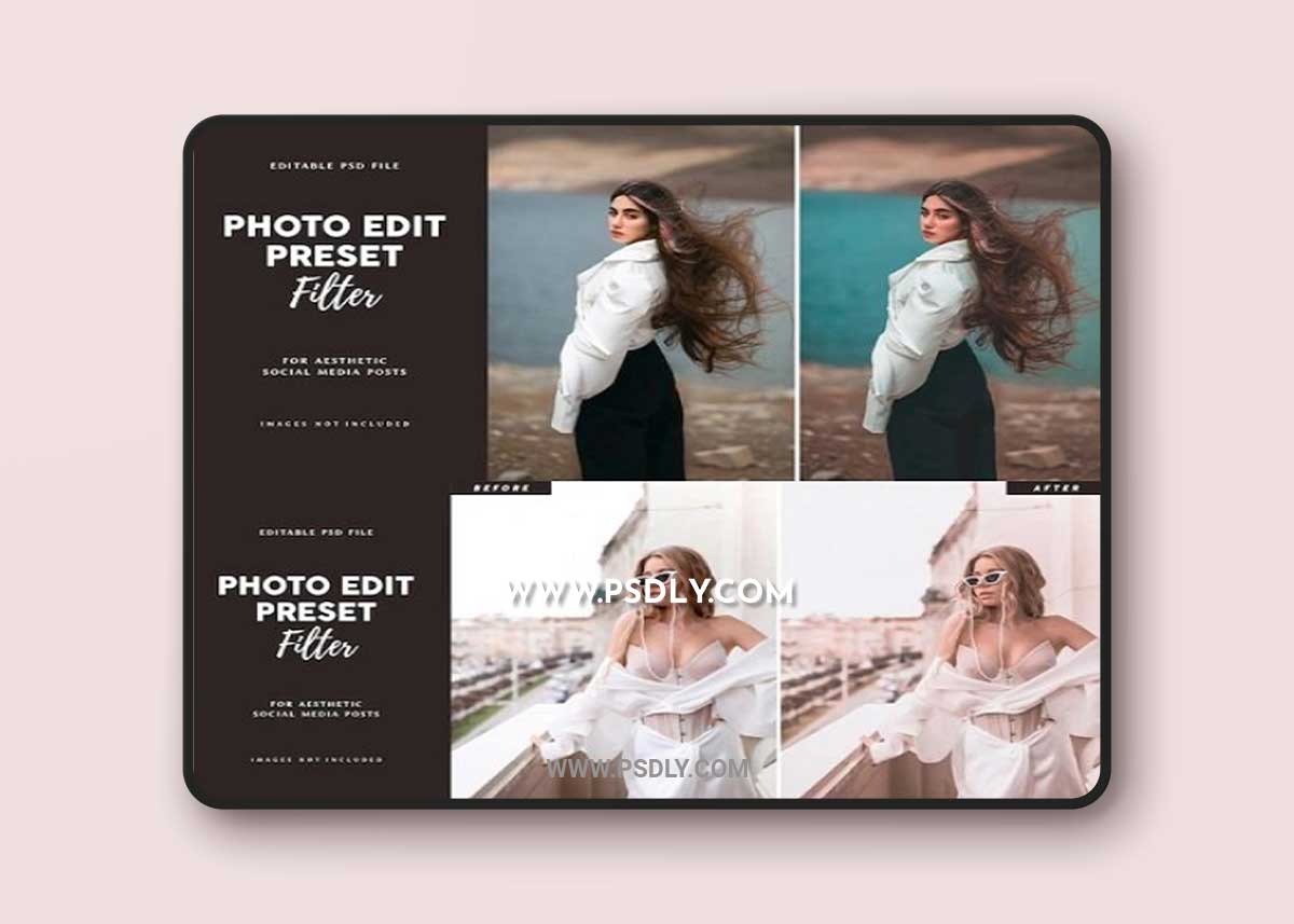 Photo edit preset filter for fashion magazine cover banner brochure