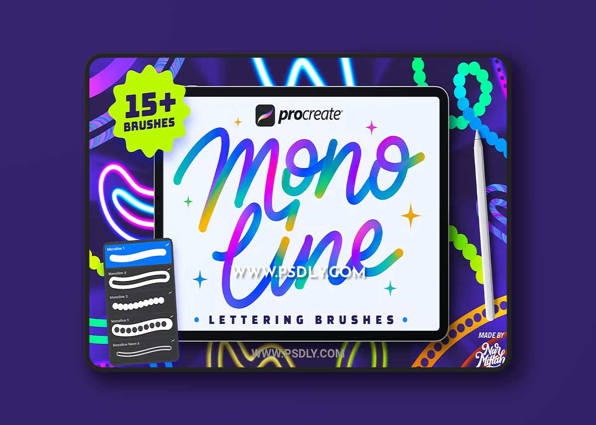 Procreate Monoline Lettering Brushes MM6UF4S