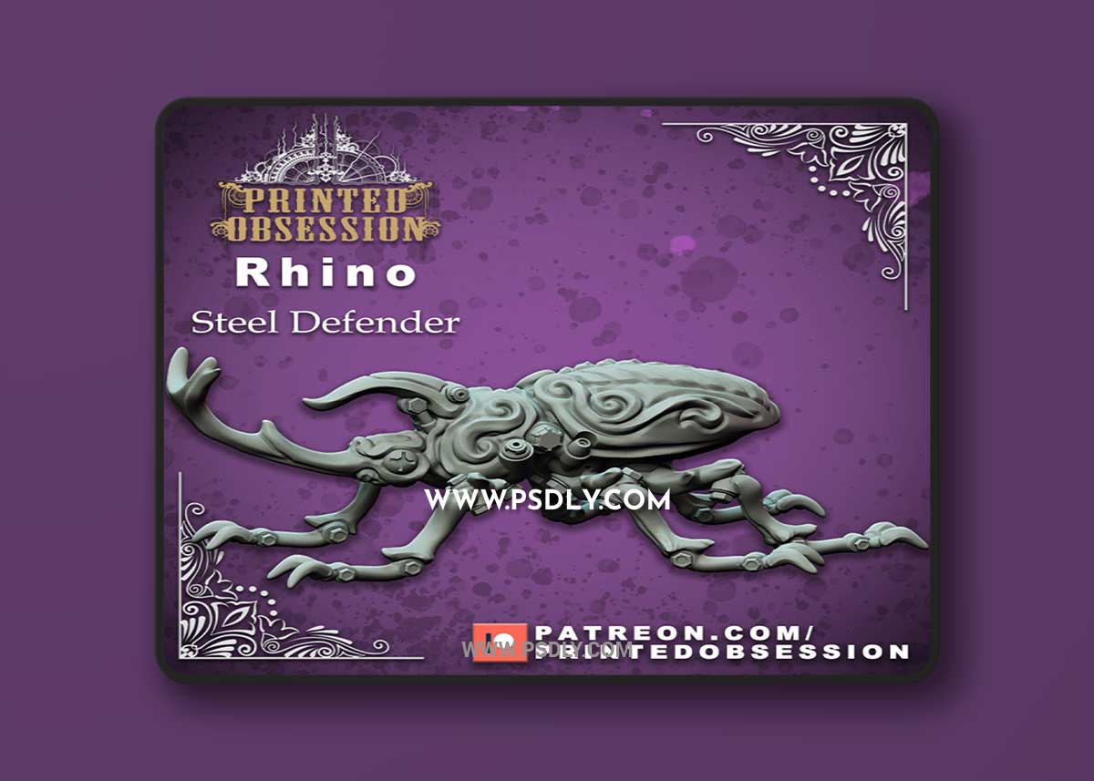 Rhino Beetle - Steel Defender 3D Print 3D Model