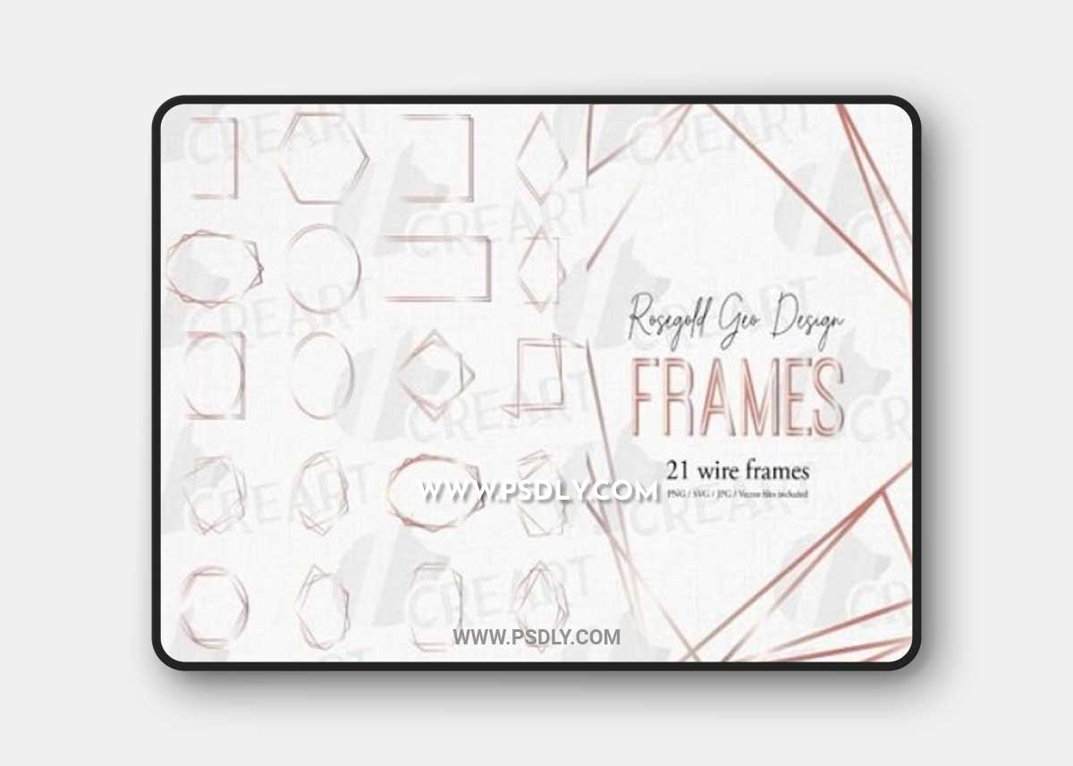 Rose Gold Geometric Frames Clip Art Pack
