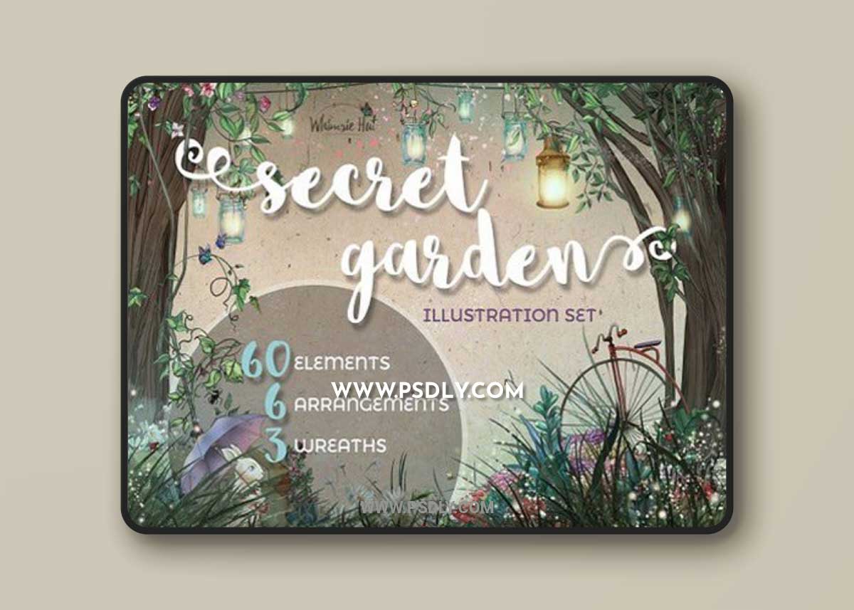 Secret garden illustration set