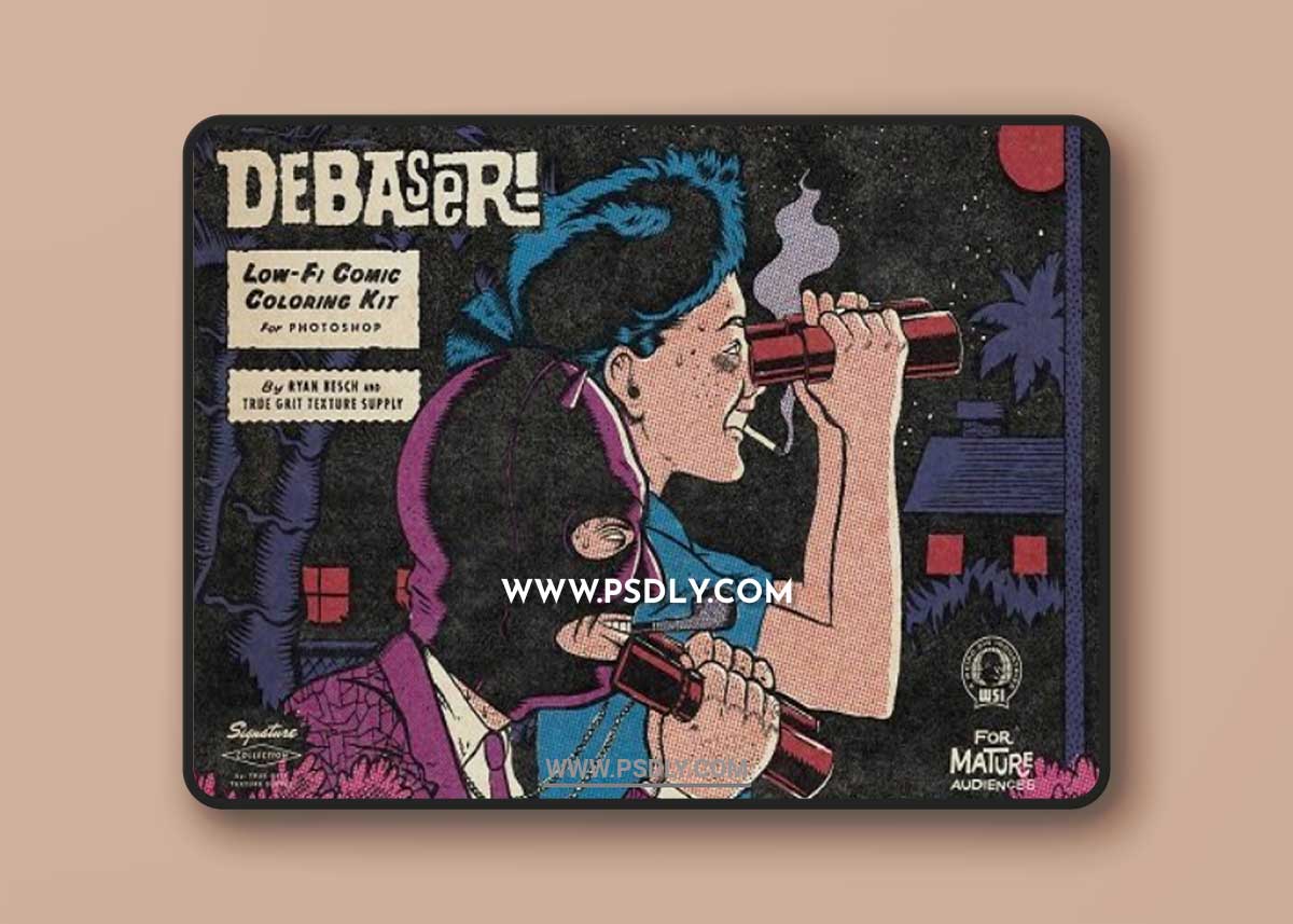True Grit Texture Supply - Debaser for Photoshop Low-fi Comic Coloring Kit for Photoshop