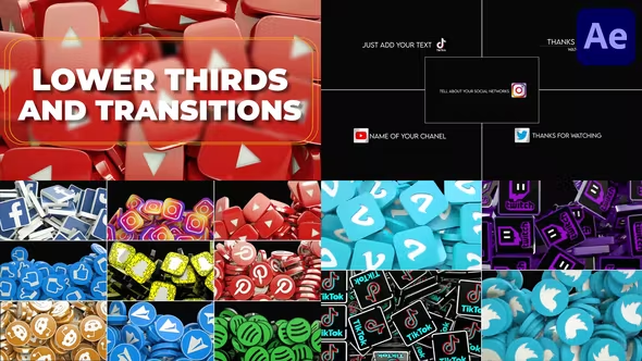 Videohive - Social Media Lower Thirds And Transitions for After Effects - 39043204