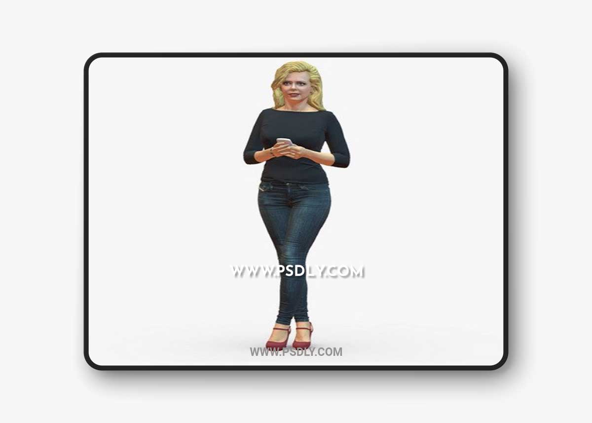 Blond woman with phone 0785 3D Model