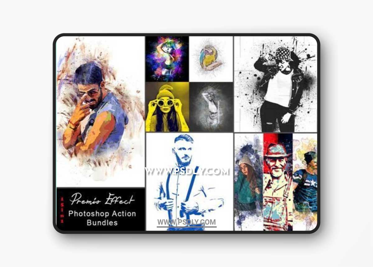 CreativeMarket - 15 in 1 Premio Effect Photoshop Action 7796685