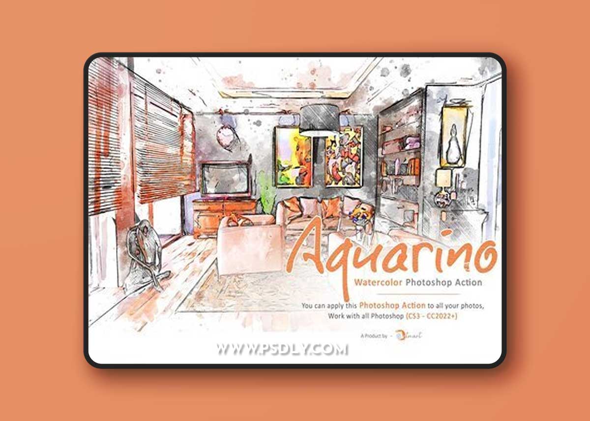 CreativeMarket - Aquarino - Watercolor PS Action 7073866