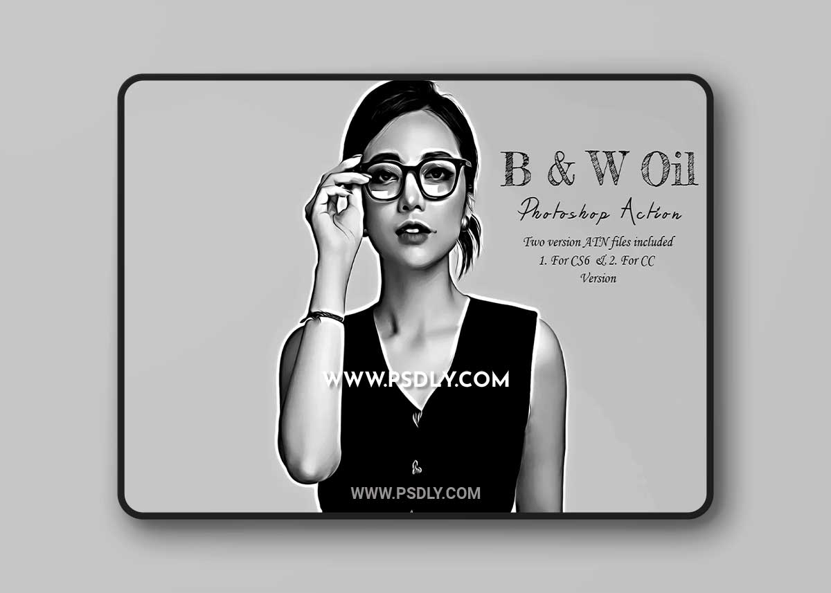 CreativeMarket - B & W Oil Photoshop Action 10216954