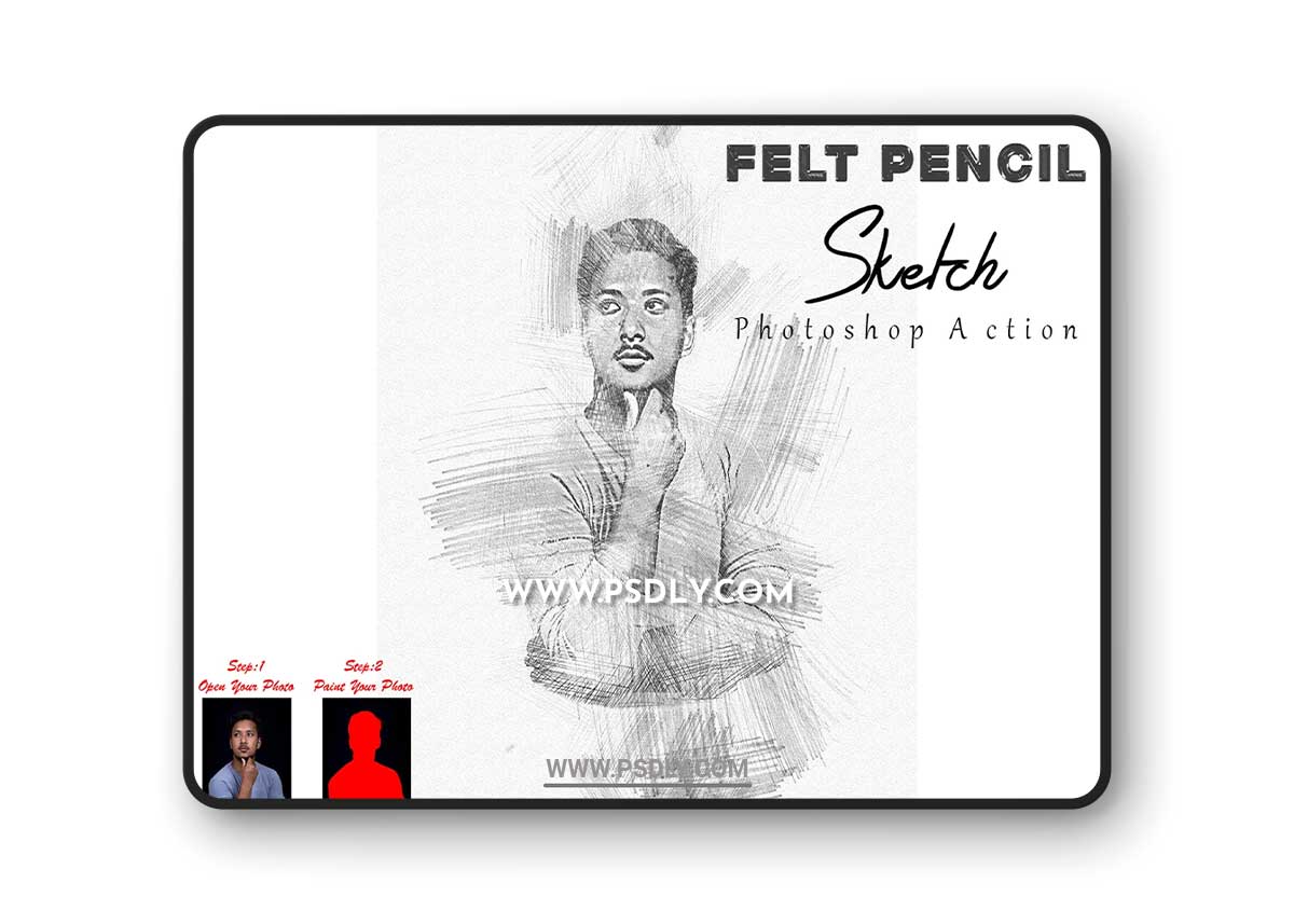 CreativeMarket - Felt Pencil Sketch Photoshop Action 10180326