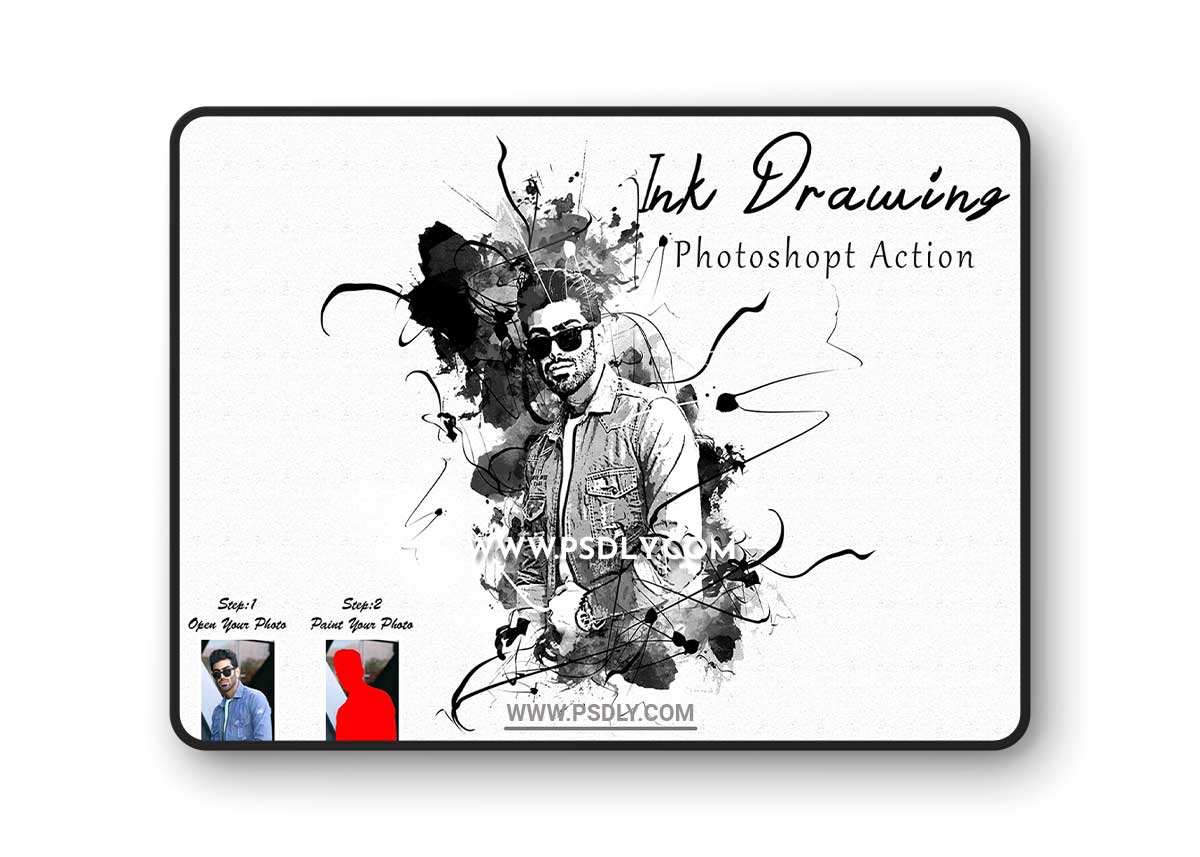 CreativeMarket - Ink Drawing Photoshop Action 10187913