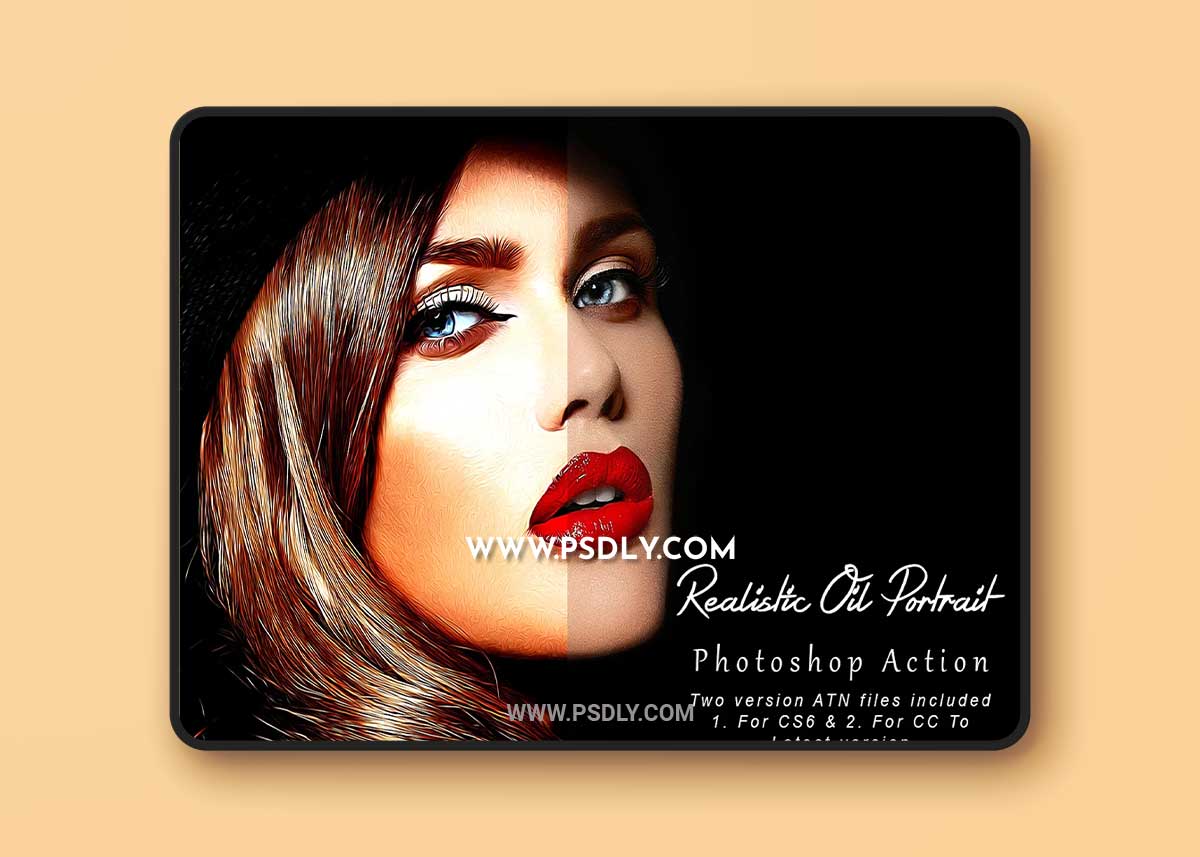 CreativeMarket - Realistic Oil Portrait PS Action 7805814