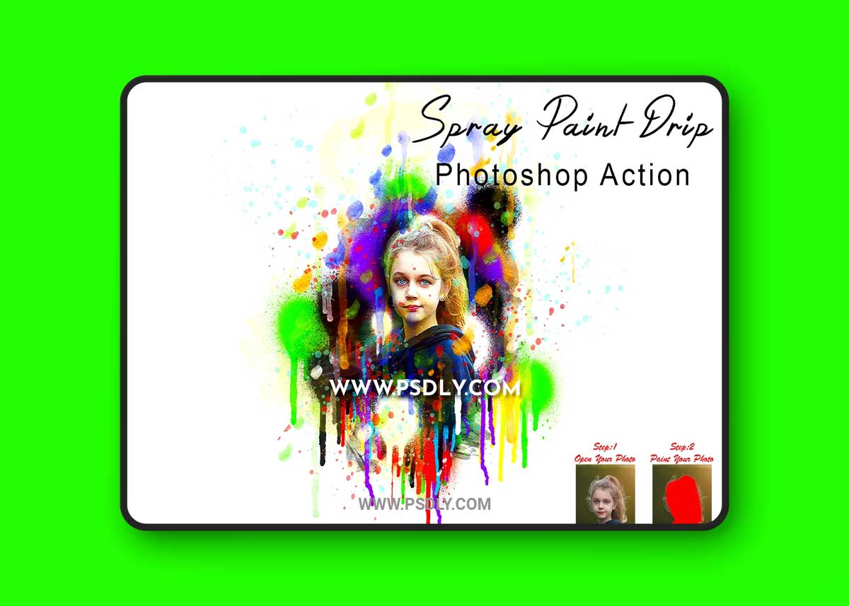 CreativeMarket - Spray Paint Drip Photoshop Action 7802947