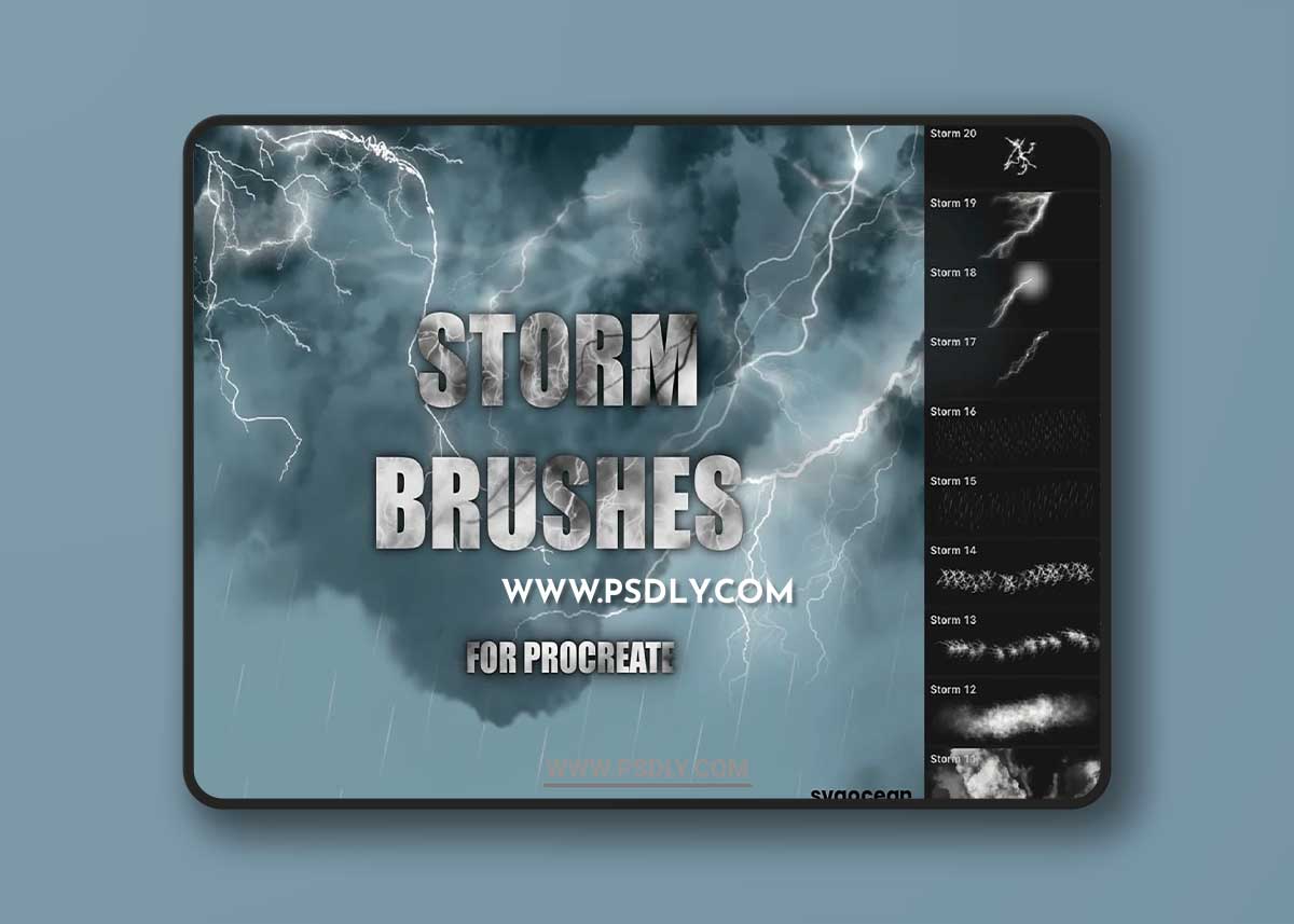 CreativeMarket - Storm and Lightning Procreate Brushes 10173824