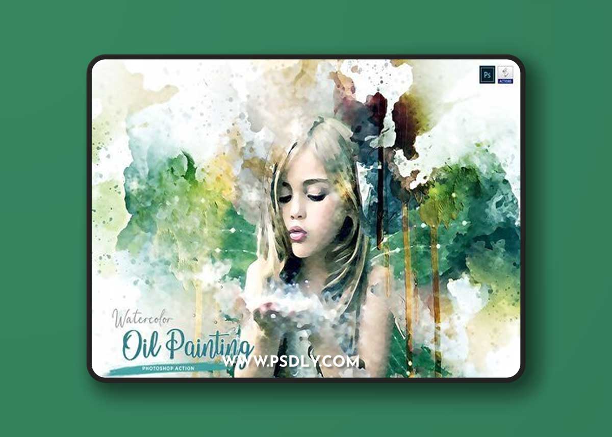 CreativeMarket - Watercolor Oil Painting - PS Action 7090408