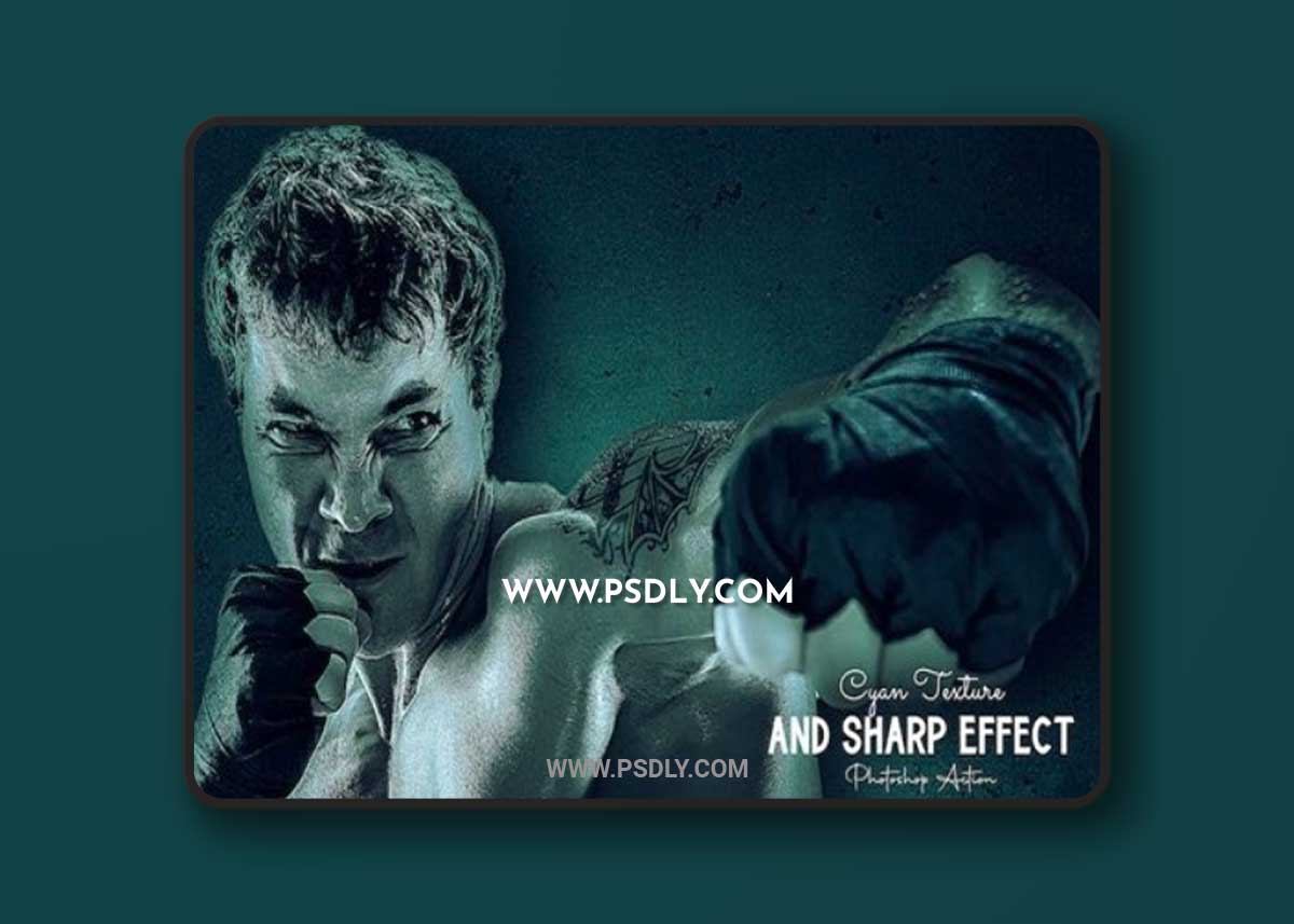 Cyan Texture and Sharp Photoshop Action TTAF63B