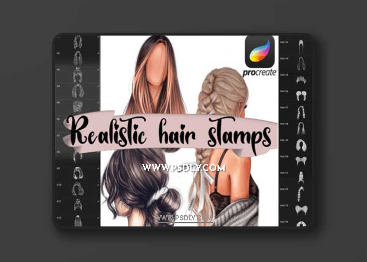 Realistic Hair Stamps Brushes for Procreate