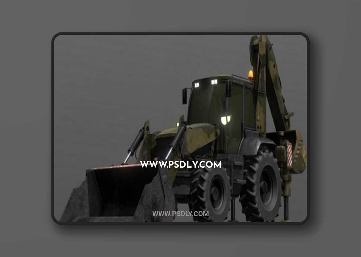 Tractor Excavator Model 01 (Military version) 3D Model