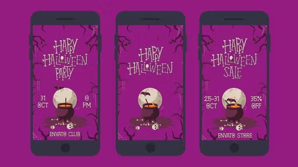 Videohive Happy Halloween Social Media Pack 3 in 1 39786543